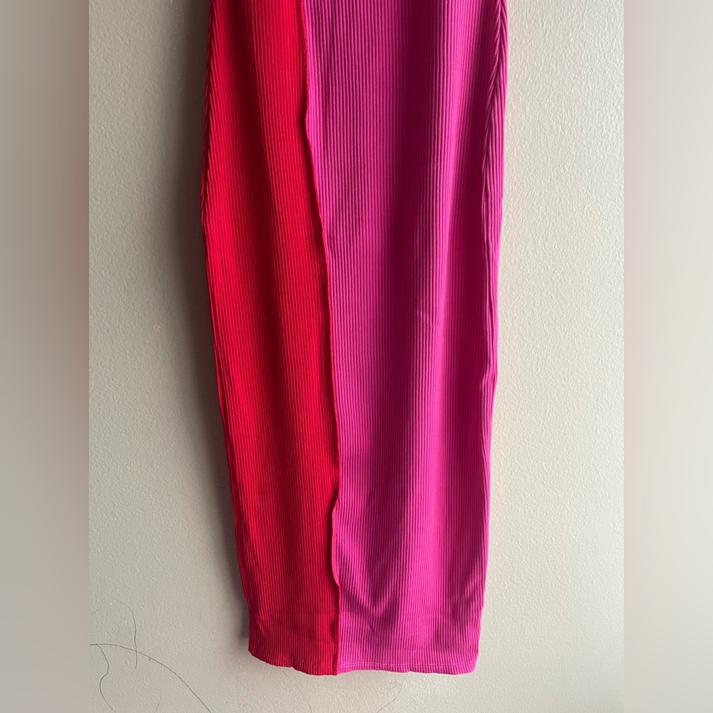 New Naked Wardrobe Pink Red Mid Stretch Sleeveless Dress Size Medium - Picture 3 of 8